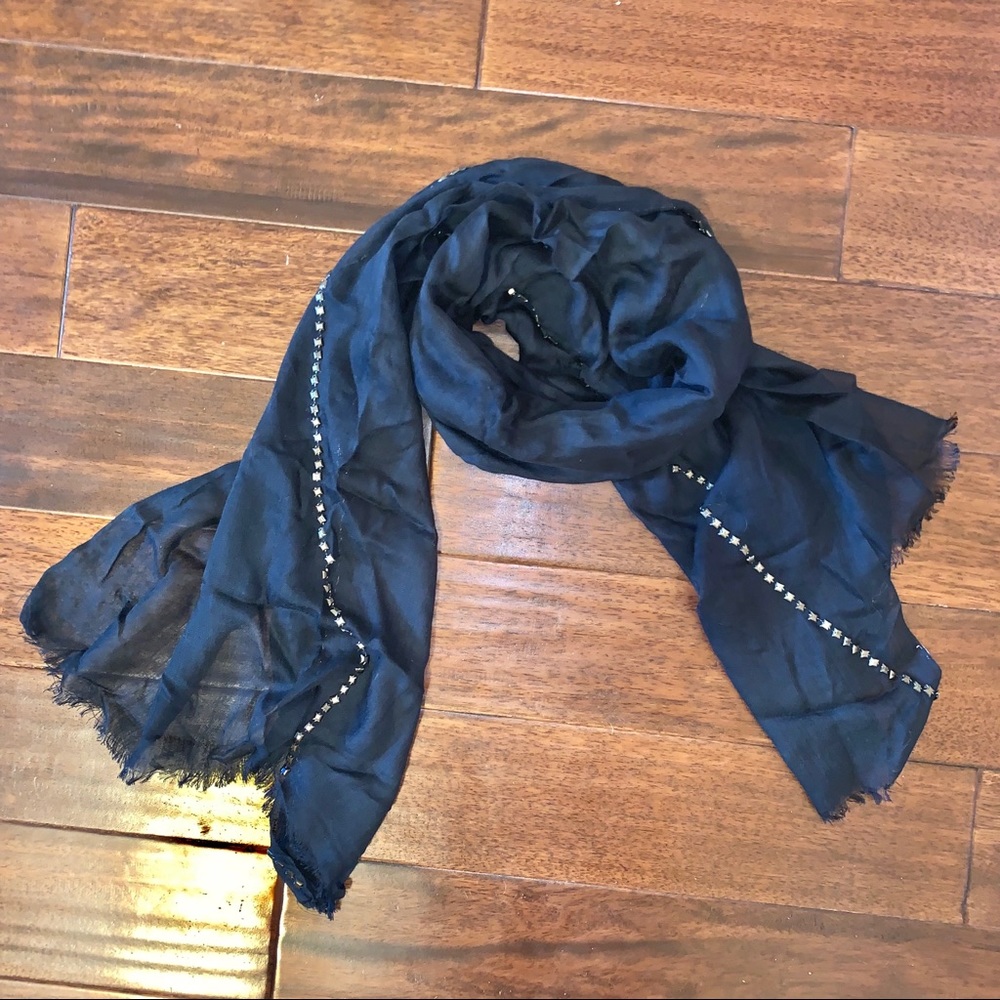 Navy scarf with stud embellishments
